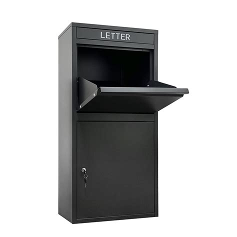 black metal drop box|large outdoor package Dropbox.